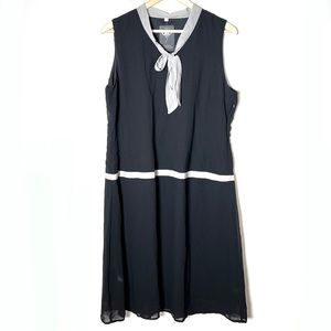 NWT Vijiv black chiffon 20s retro style midi shift dress size XL B162